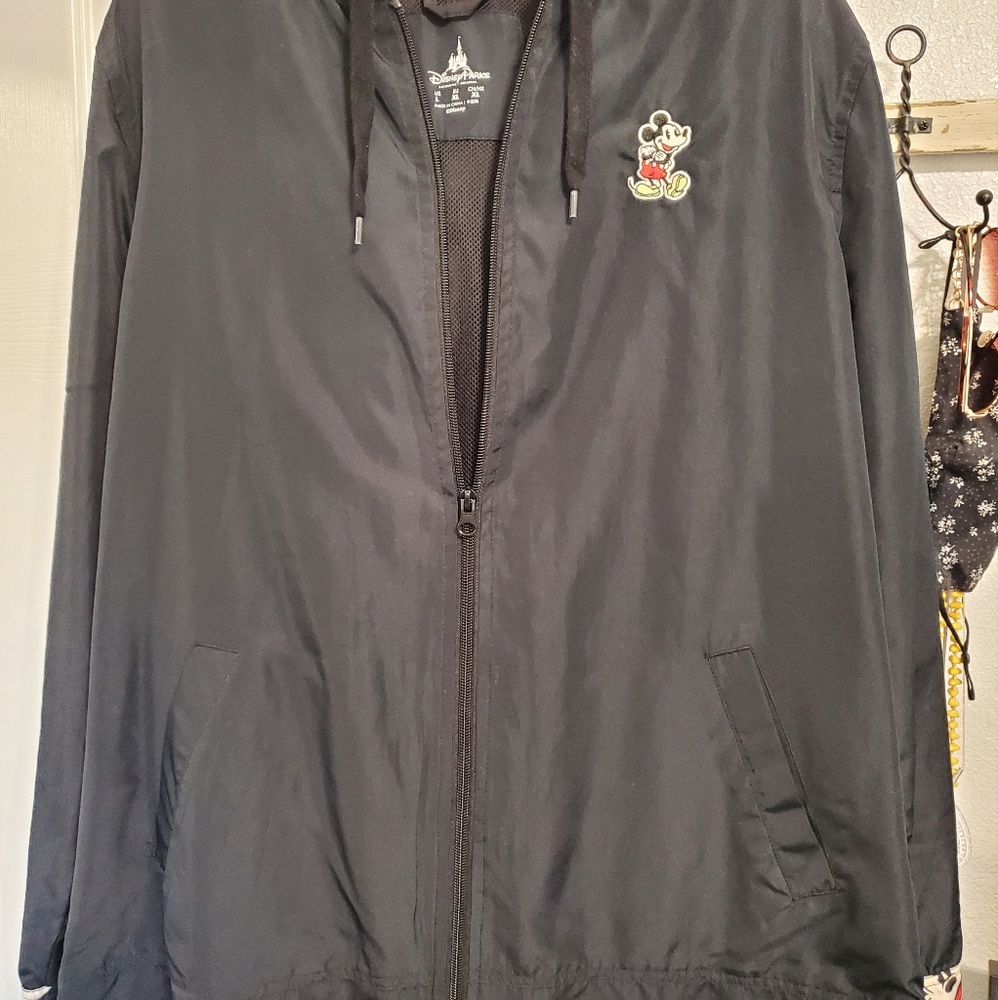 Disney Jacket Black with Mickey print on hood and sleeves